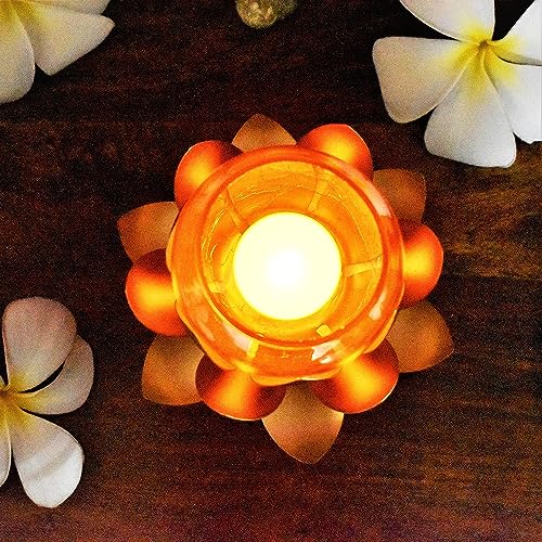Image of Easyera Beautiful Lotus Tealight Holder Candle Stand Metal Home Decoration Festival Occasions Diwali Ga (Not Include Glass Candle) (Pack of 2- (Golden) Mini Lotus)