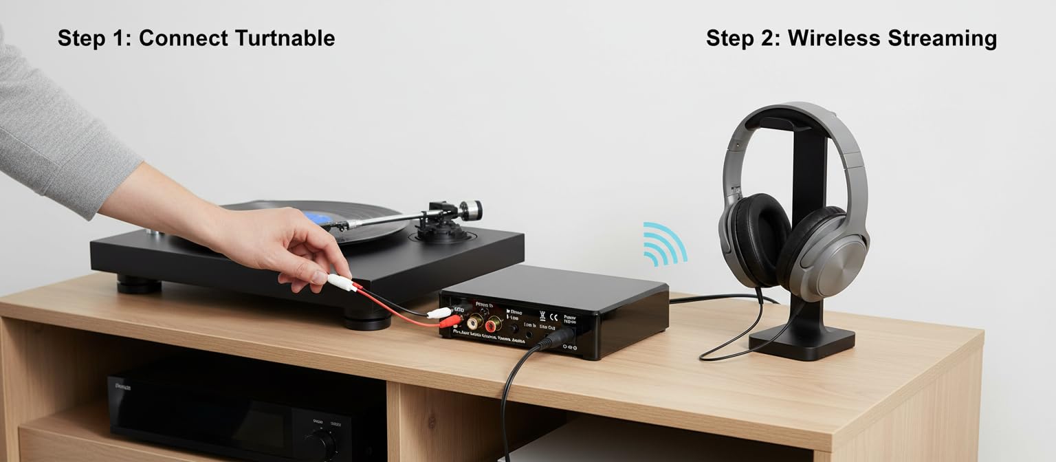 Pro-Ject Phono Box E BT 5 Streaming BT5 sans Fil avec aptX HD pour Sources Phono et Ligne Noir