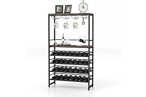 LOKO Wine Rack with 4-Tier Industrial Storage Shelves