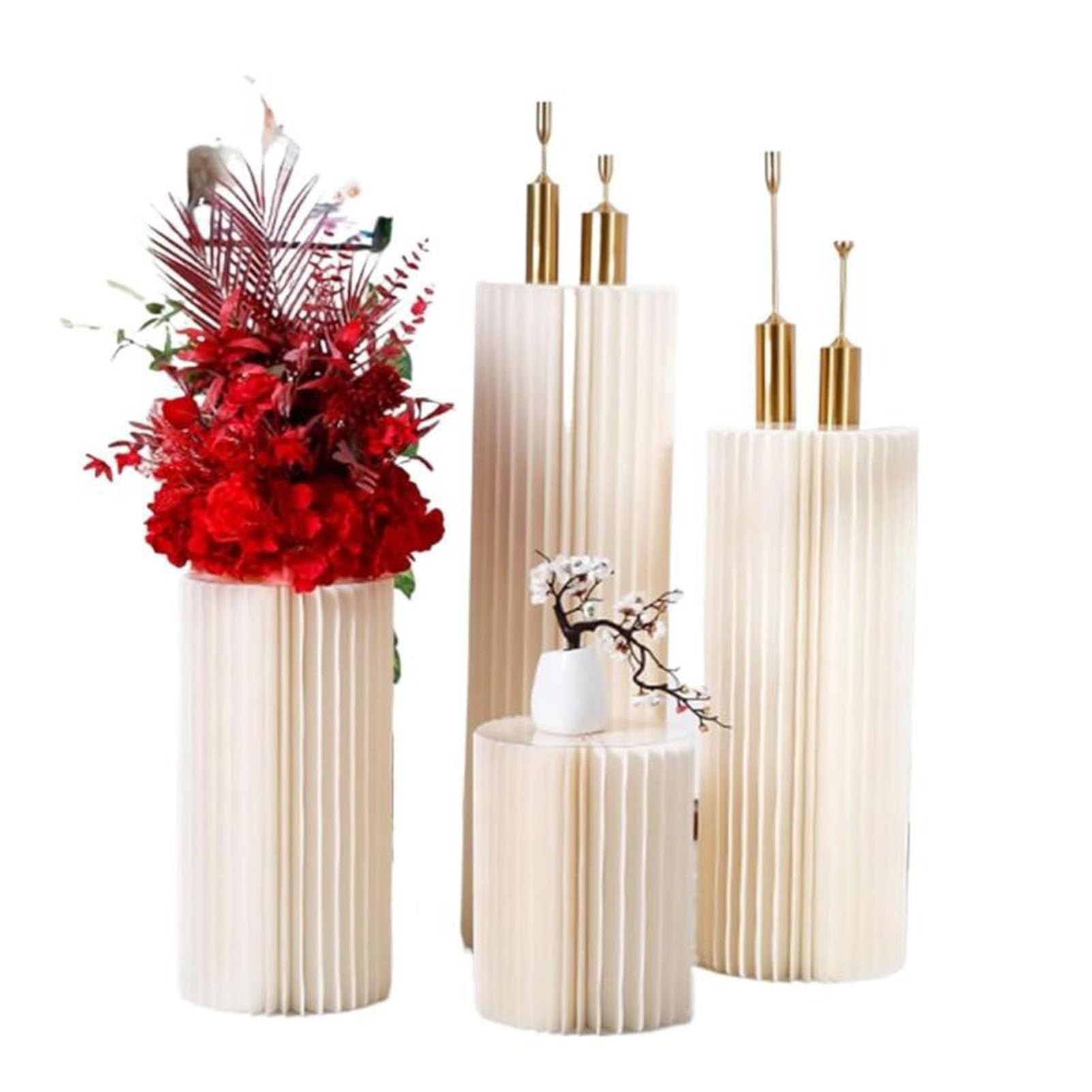CXGfdghD plinth， 4Pcs White Foldable Paper Column, Cylinder Pedestal Stands Wedding Party, Cylindrical Decorative(Diameter 30cm)