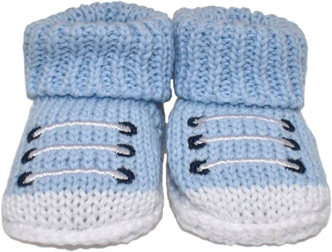 Shag Wear Newborn Baby Boy Knit Booties Blue Shoe Style Soft Cozy Infant Socks Footwear