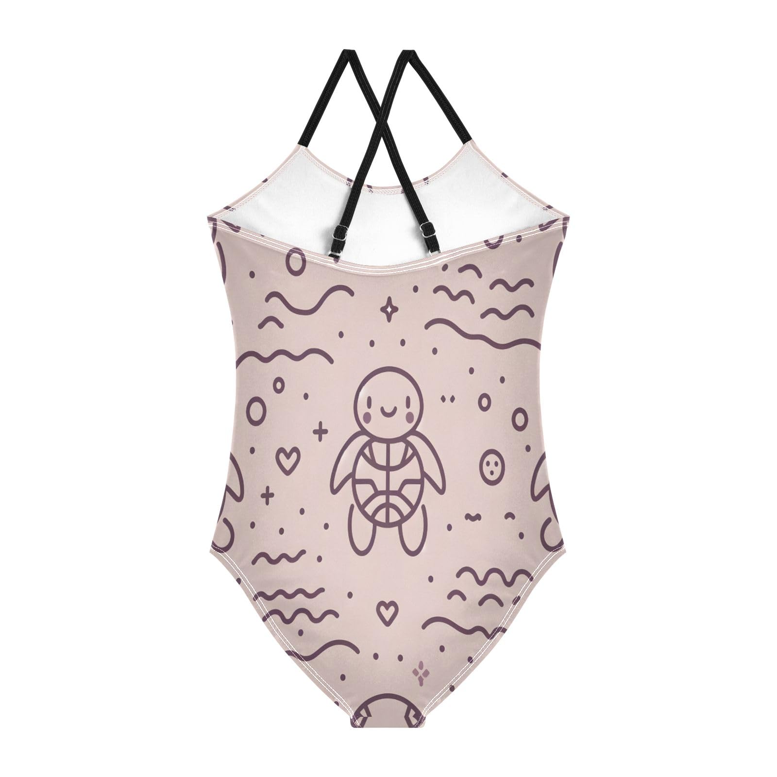 Line Turtle Girls One-Piece Swimsuit Beach Bathing Suit
