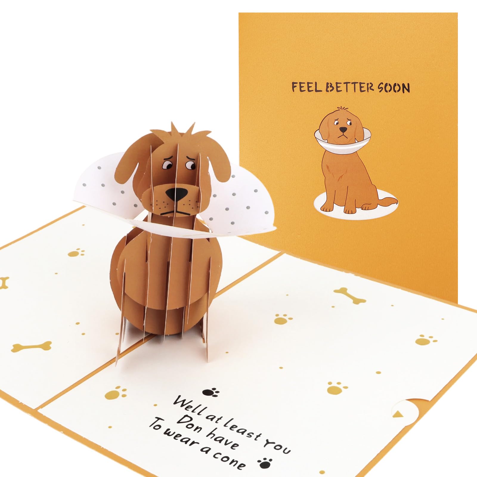 Get Well Soon Card, Funny 3D Dog Pop-Up Card with Pull-Out Wish Card, for Surgery Recovery, Injury, Illness, Get Well Wishes