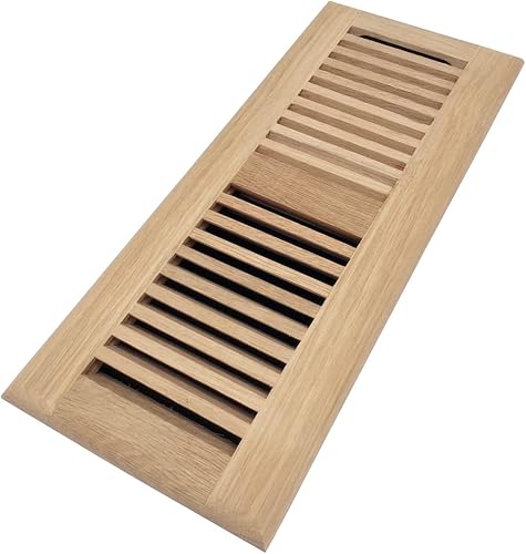 Miniatura 7 de Homewell Tapa de ventilación de madera de roble rojo, ventilación de caída con amortiguador, 6 x 14 pulgadas, sin terminar