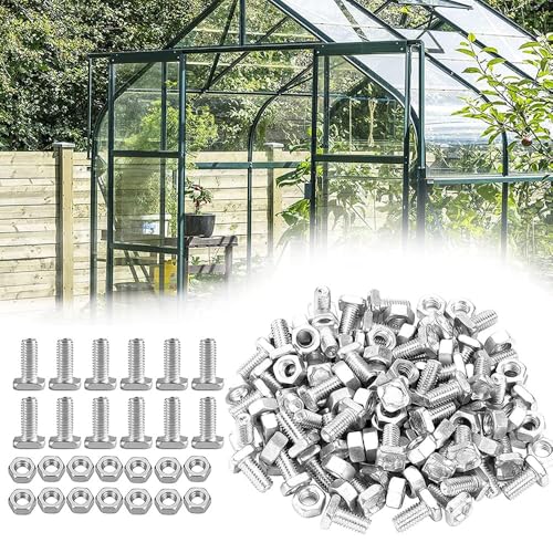 M6x22mm Aluminium Gewächshausschrauben und -muttern, Hochleistungsrost Hardware Kit für Gewächshaus-Montage und -Reparatur, Baugruppe enthält 20 Schrauben und 20 Muttern