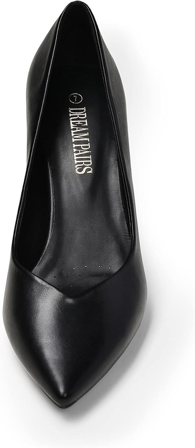 DREAM PAIRS Women’s High Chunky Closed Toe Block Heels Pointed Toe Wedding Party Elegant Slip On Pumps Shoes - Image 4