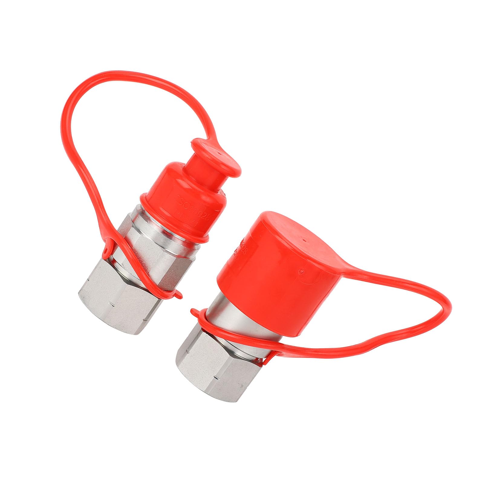 2 acoplamientos hidráulicos con tapas antipolvo, rosca de 3/4 NPT, accesorios de conexión rápida de cara plana para cargador de dirección