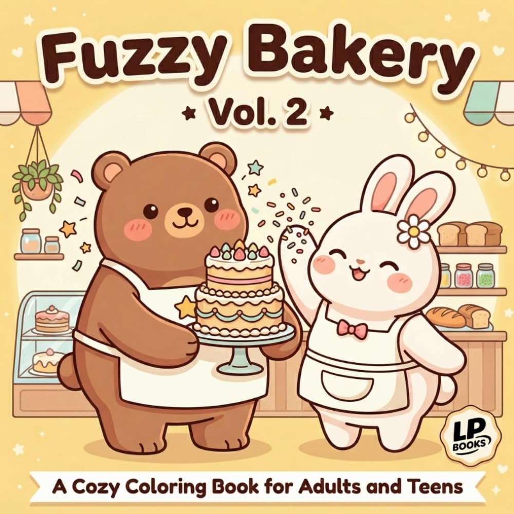 Fuzzy Bakery Vol. 2: A Cozy Coloring Book for Adults and Teens: 40 Cute Kawaii Scenes in a Charming Village Bakery for Relaxation and Stress Relief (Fuzzy Village Series)