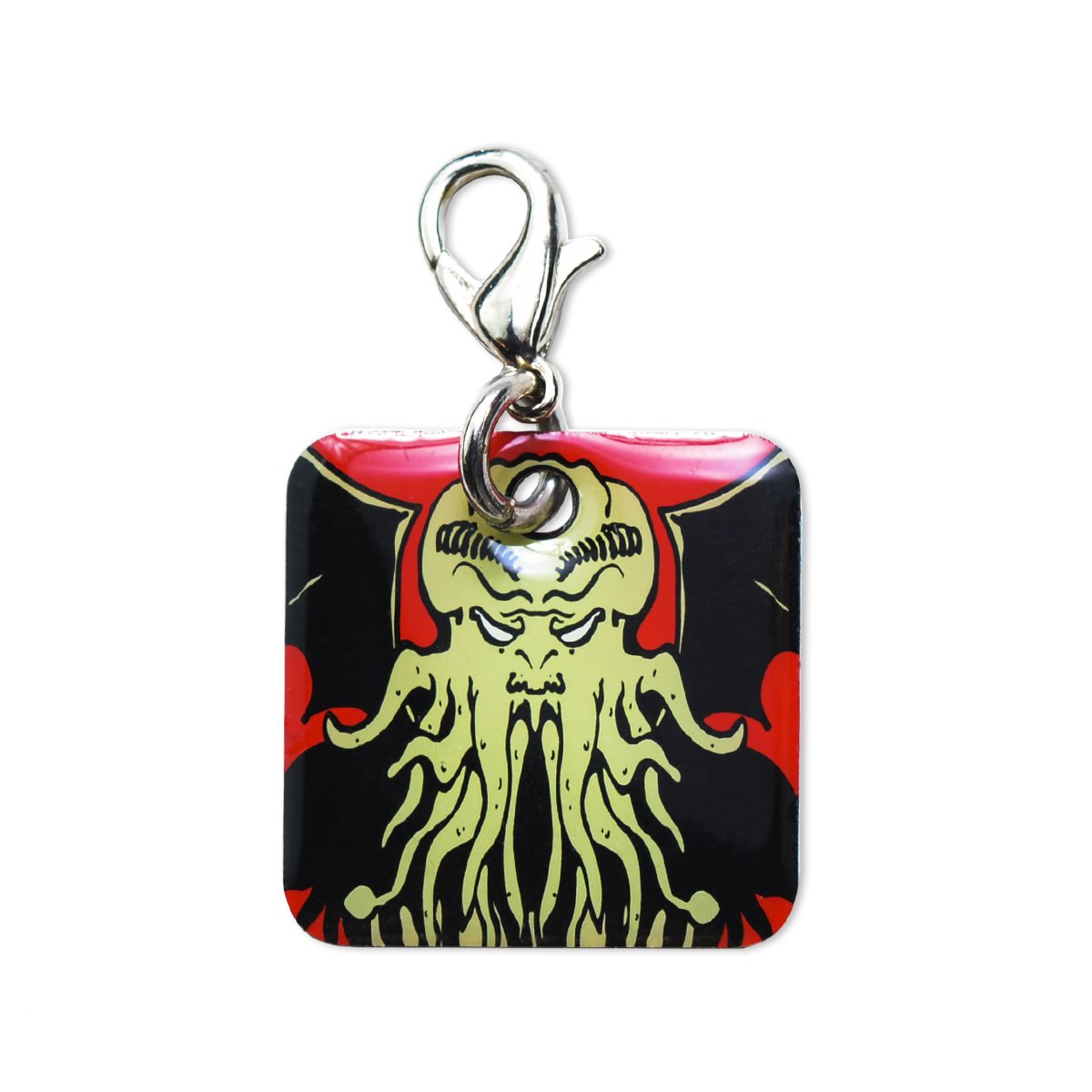 EvolveFISHCthulhu Key Chain Charm - [Black][1" Square]
