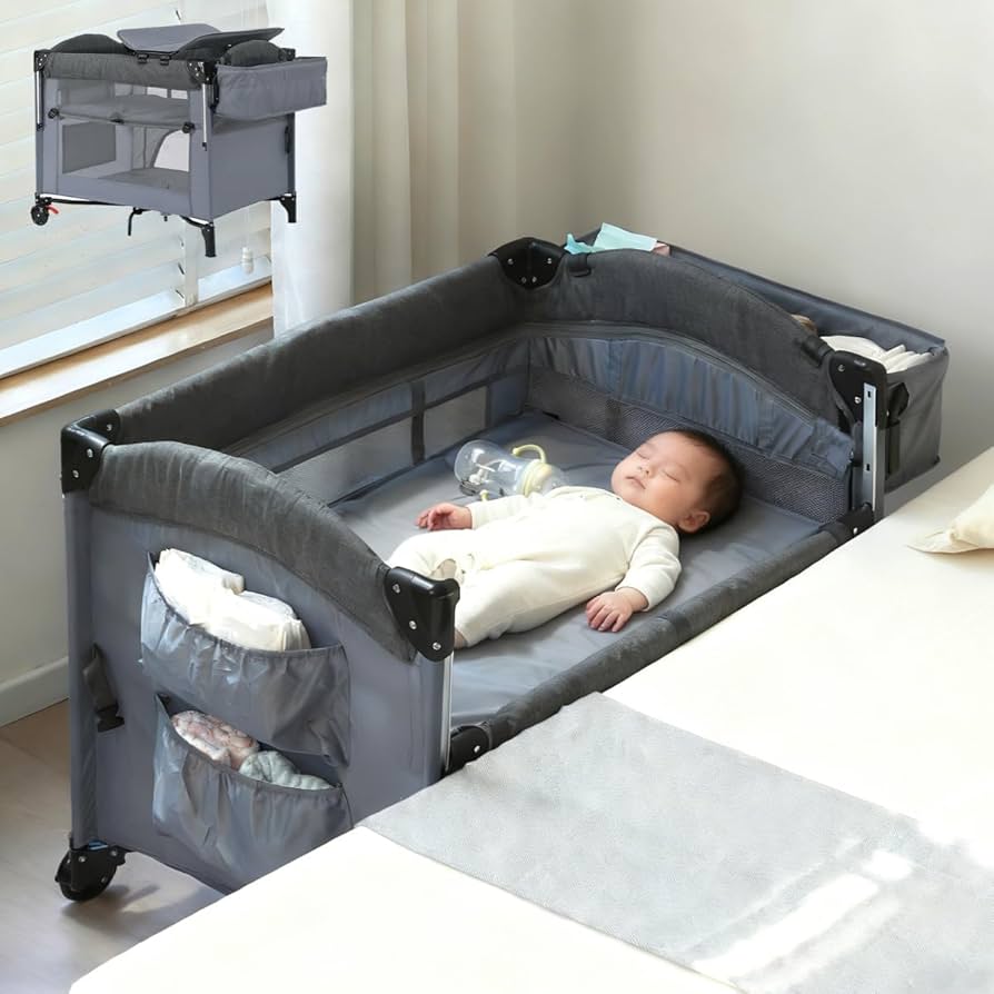 Amazon.co.jp: Simpolu ベビーベッド 折りたたみ サイド高さ二段調整