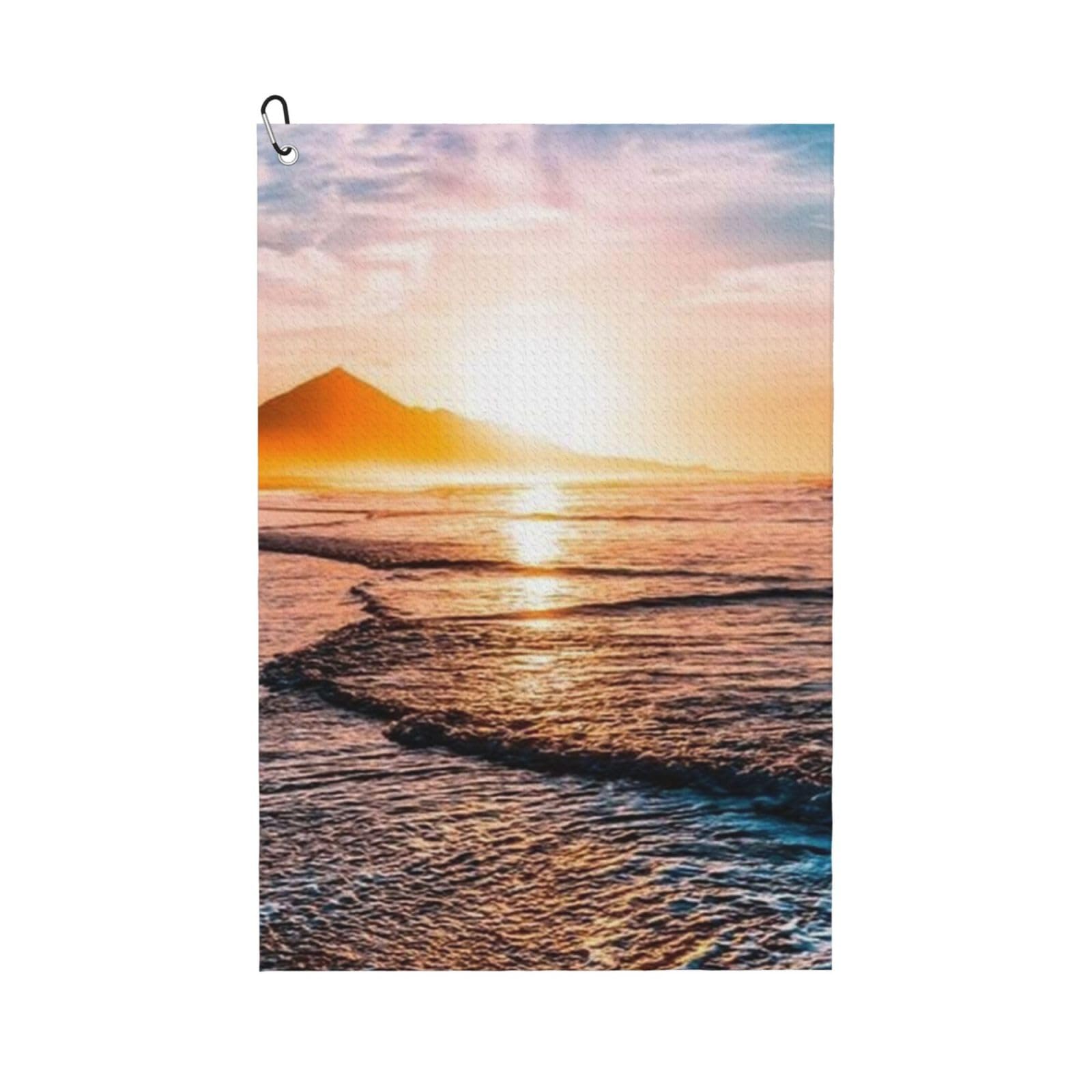 Hnnkloy Sea Beach Sunset, 16x24 in Portable Waffle Golf Towels with Carabiner Clip for Golf Bag