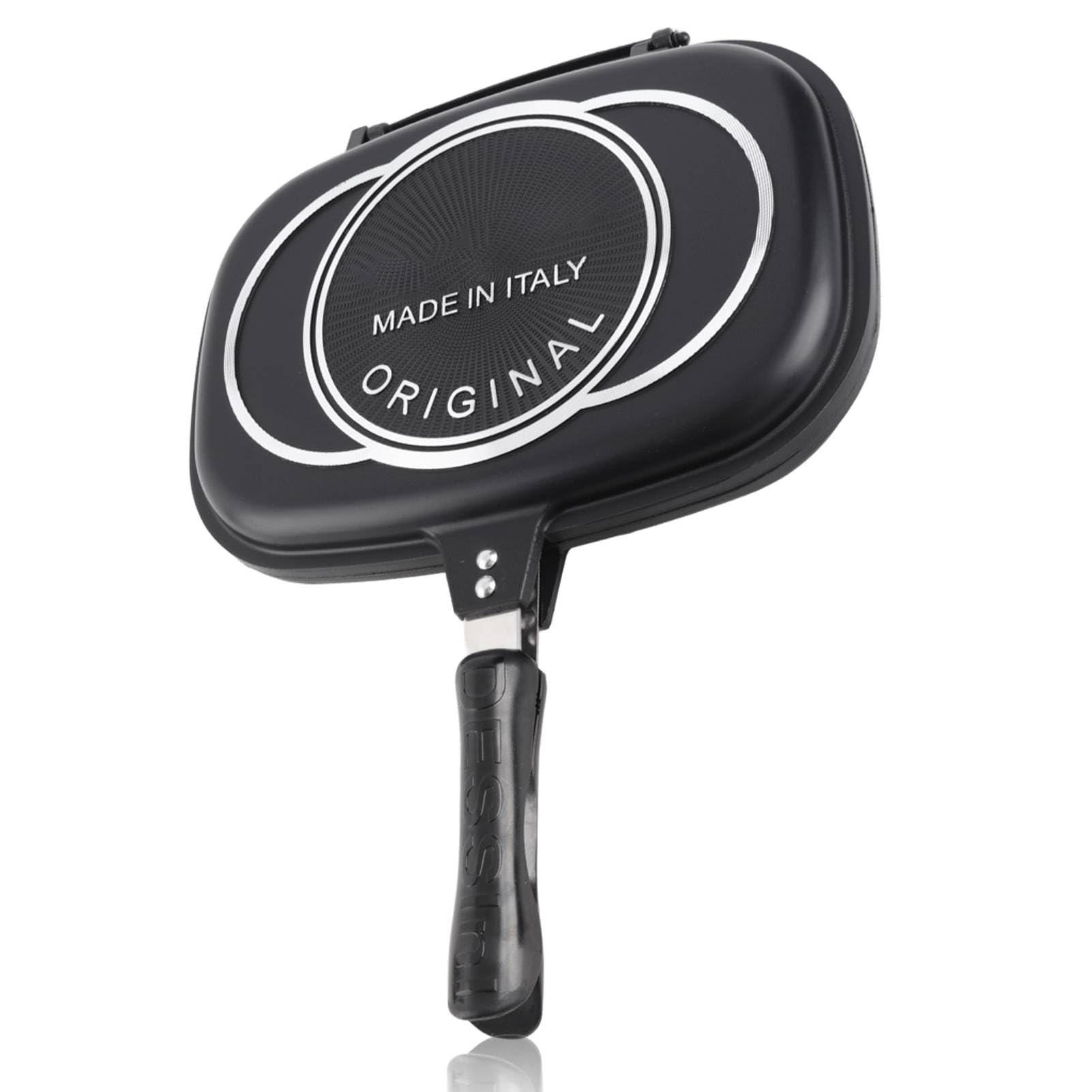 HERCHR Poêle à frire double face, poêle multifonctionnelle pour petit-déjeuner, poêle à griller, double face, portable, poignée anti-brûlure, ustensiles de cuisine, marmite à griller 32