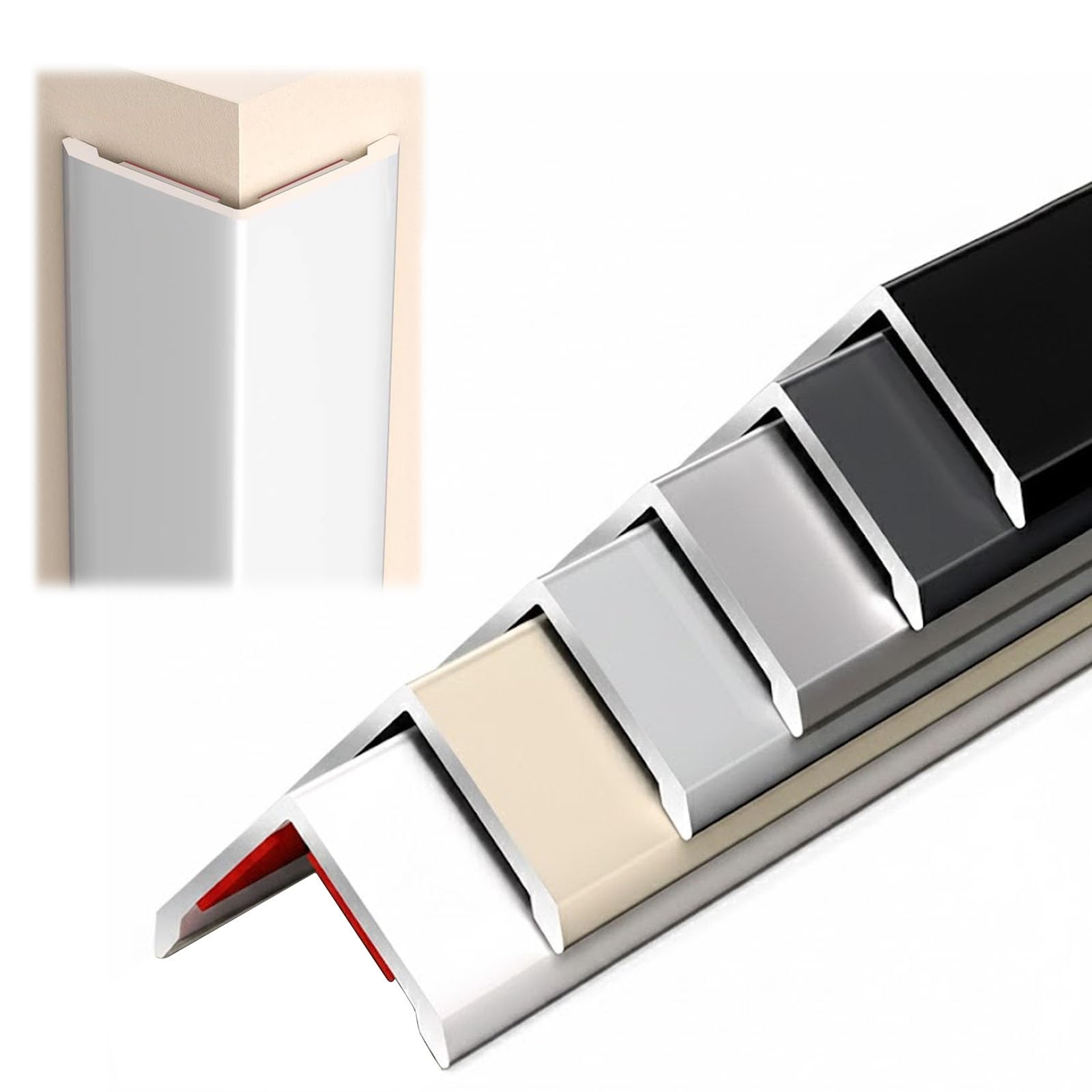 Aluminium Wall Corner Protector, Metal Edge Guard, Self Adhesive 90 Degree Angle Trim for Wall Protection, Decorative Corner Guard for Drywall Cabinet Baseboard(White,3m/118.1in)