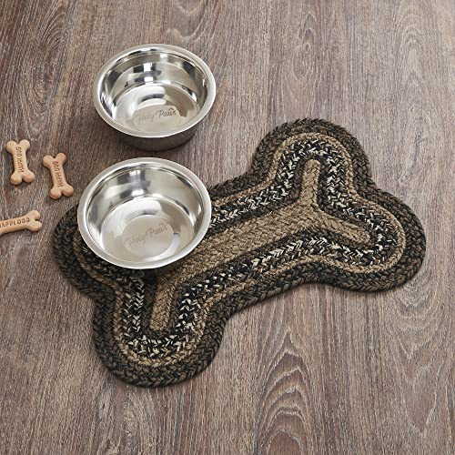 VHC Brands Espresso Indoor/Outdoor Pet Food Mat for Dogs Cats Kitchen Small Bone Rug 11.5x17.5