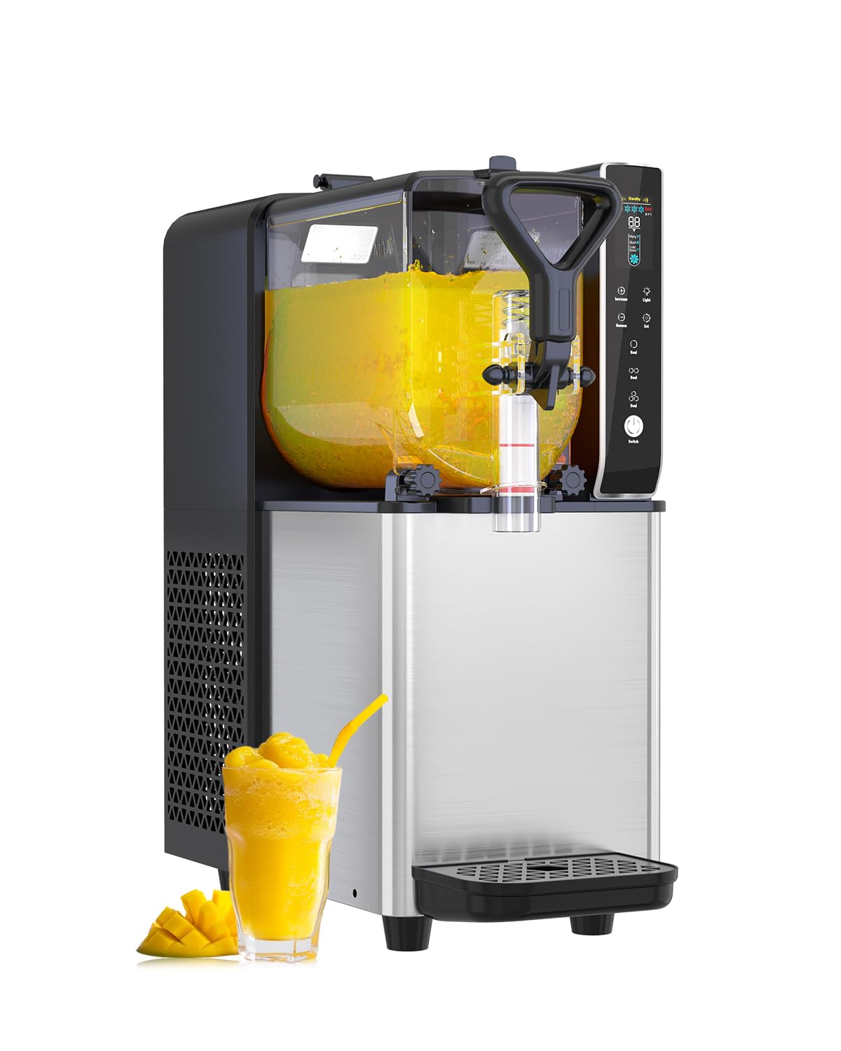 GSE Slush Maschine, 3L Kompressor Slushie Eisbereiter für Geschäft & Zuhause, Slush Ice Maker Cocktail, Margarita, Frozen Drinks, 30-60 Minuten Zubereitungszeit, Automatische Reinigung, 290W