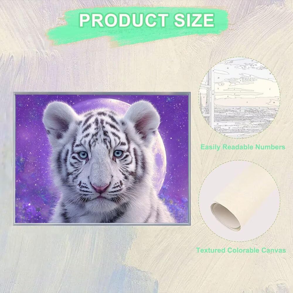 Malen Nach Zahlen Erwachsene DIY Komplettset - Hochwertige Acrylfarben & Leinwand - Entspannendes Kunsthandwerk für Anfänger & Fortgeschrittene - Ideales Home Deko - Tiger Süß Motiv (80x100cm) C-305