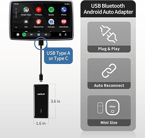 Miniatura 5 de Adaptador inalámbrico Android Auto para OEM fábrica con cable AA Cars Plug & Play Fácil configuración inalámbrica Android Auto Dongle para teléfonos
