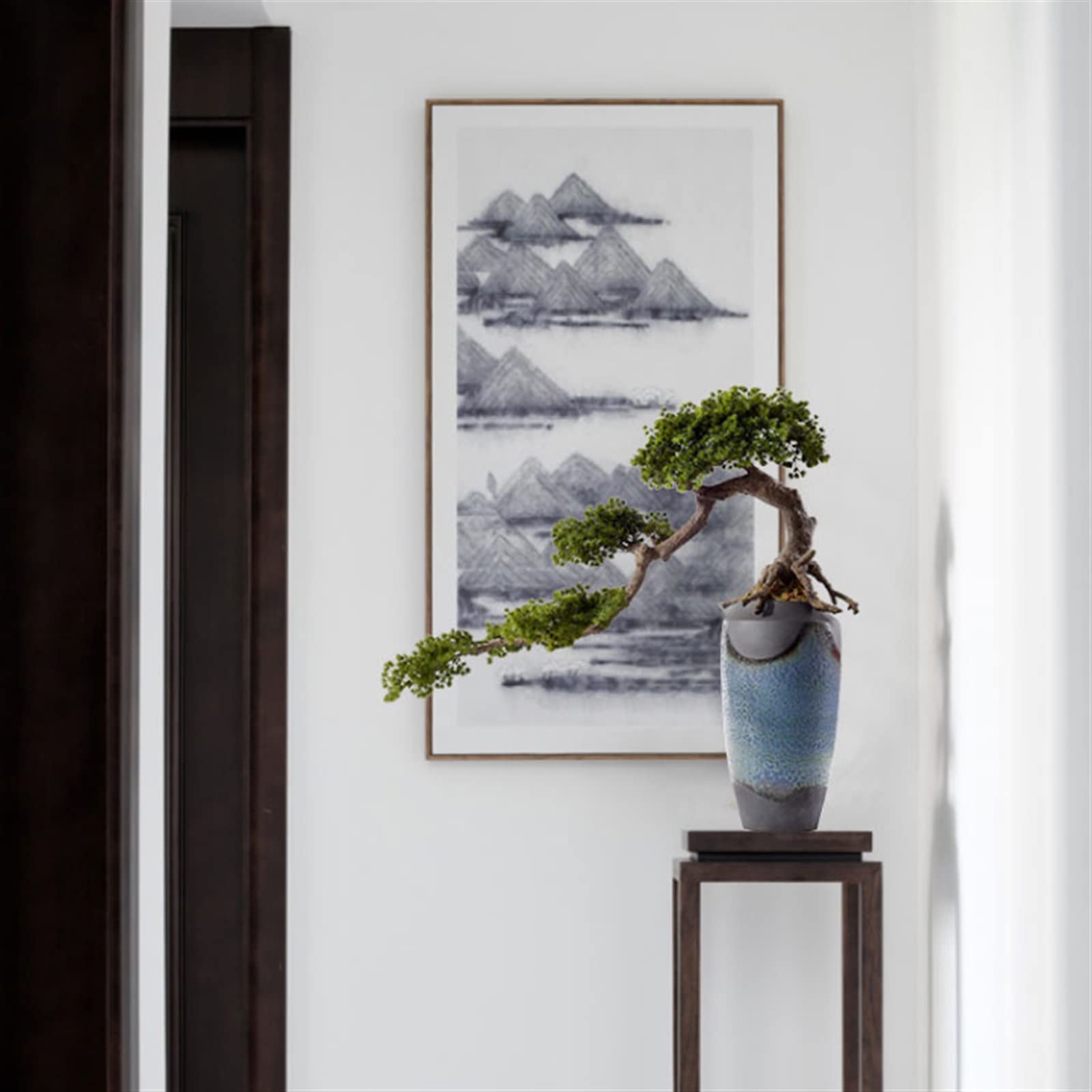 Simulazione di Albero Artificiale, Bonsai, 39 Pollici, Piante finte, Grandi Piante finte da Interno, Decorazione con vasi in Ceramica per casa e Ufficio.