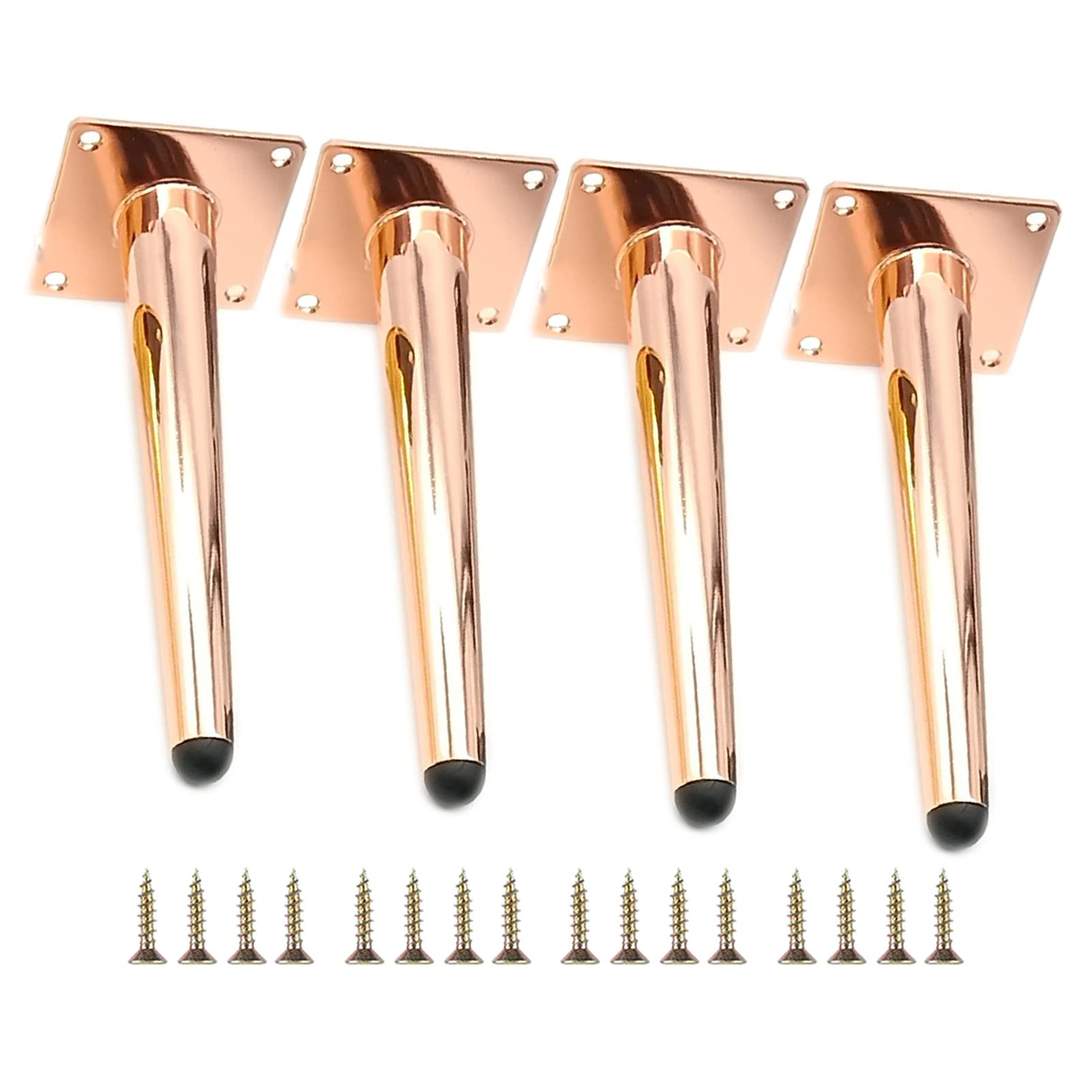 FCXURKOD Set of 4 Rose Gold Tapered Metal Furniture Legs 13.78in DIY Replacement Feet for Sofa TV Cabinet Couch Ottoman & Armchair Stylish Home Decor Upgrade