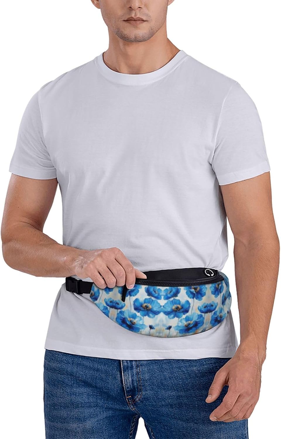 Blue Bloosm Painting Unisex Crossbody Waist Pack Wildflower Adjustable Waist Fanny Pack Flower Trendy Printed Crossbody Bag Tourists - Lightweight Theft-Resistant Bag for Sightseeing 14X35CM 6 61US8ZMZ2gL. AC SL1500