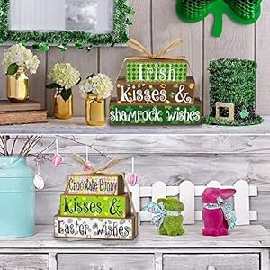 Reversible St. Patrick's Day/Easter Decorations Wooden Sign, Double-Sided St. Patrick’s Day Decor Easter Table Centerpiece, Farmhouse Shamrock Decorations for Home Mantle Shelf Tiered Tray Decor Reversible St Patricks DayEaster Decorations Wooden Sign Double Sided St Patricks Day Decor Easter Table Centerpiece Farmhouse Shamrock Decorations for Home Mantle Shelf Tiered Tray Decor