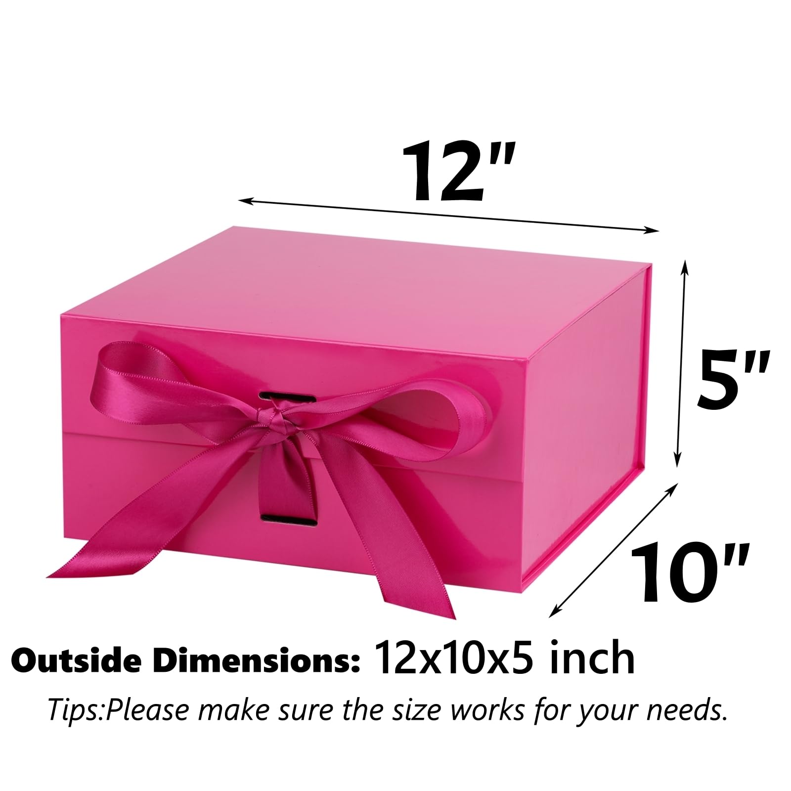 OEMVALATY Confezione regalo rosa brillante, 30,5 x 25,4 x 12,7 cm, scatole regalo con coperchio per regali con chiusura magnetica e nastro, per matrimoni, conservazioni, compleanni (confezione da 5)