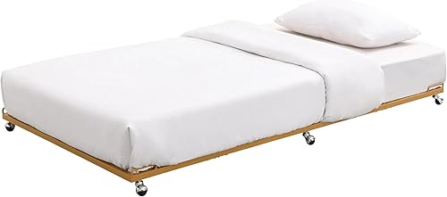 Miniatura 8 de KB Designs - Marco de cama nido de metal enrollable doble con ruedas, color blanco Blanco,Banana,Glacier,Jengibre miel,Miel Mostaza