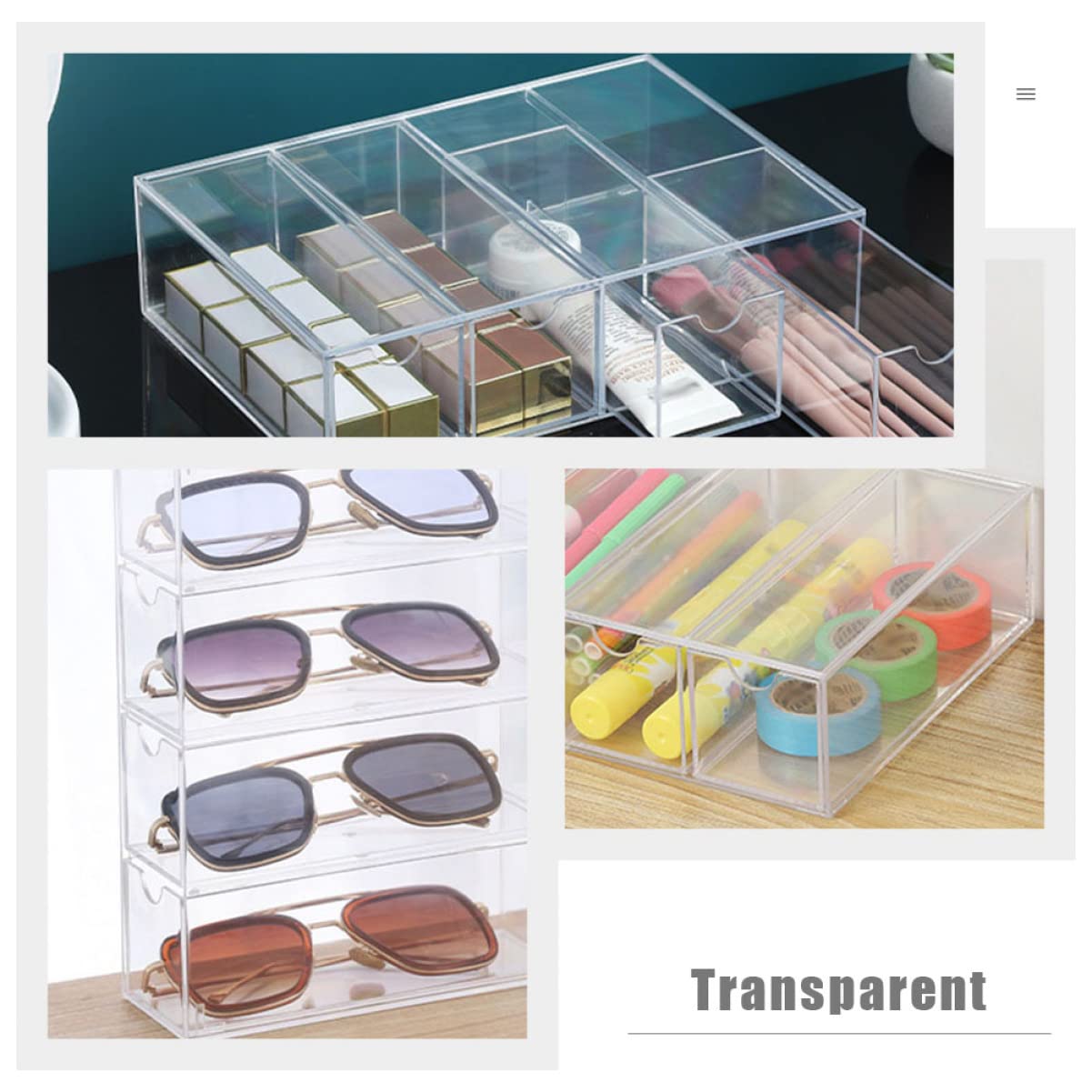 FOMIYES Caja Organizadora de Plástico sin Rebabas 2 Piezas para Gafas de Sol Diseño Simple para Uso Personal en Casa o Tienda