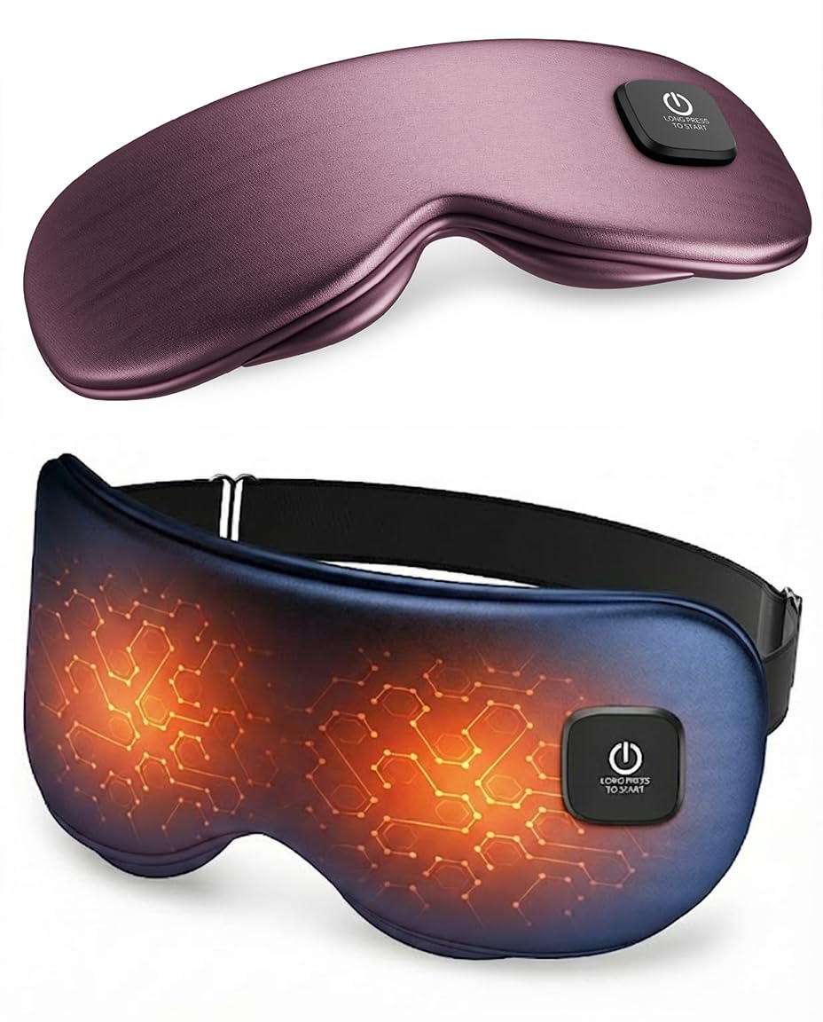 Heated Eye Mask - Cordless Eye Mask for Dry Eyes, Eye Relief, Improved Sleep, Washable Eye Heating pad for Travel and with Replaceable Shell (Blue)