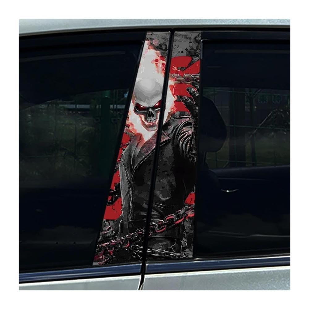 Body Parts 2PCS Car Center Pillar Sticker Skeleton Halloween Knight Auto B Pillar Protective Film Decals(J)