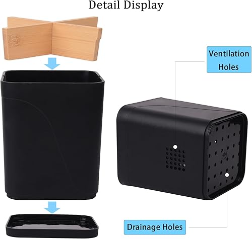 Miniatura 4 de Soportes para cepillo de dientes con drenaje para baños, soporte para cepillo de dientes de 4 ranuras con divisores de bambú, organizador de cepillo