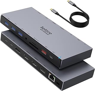 USB C Docking Station,15 in 1 Triple Display 10G USB 3.1 USB C Dock Laptop Docking Station with Dual HDMI,DP,USB C for Data,Ethernet,PD,SD/TF,Audio for MacBook Pro/Air, Dell XPS 13, Surface Pro