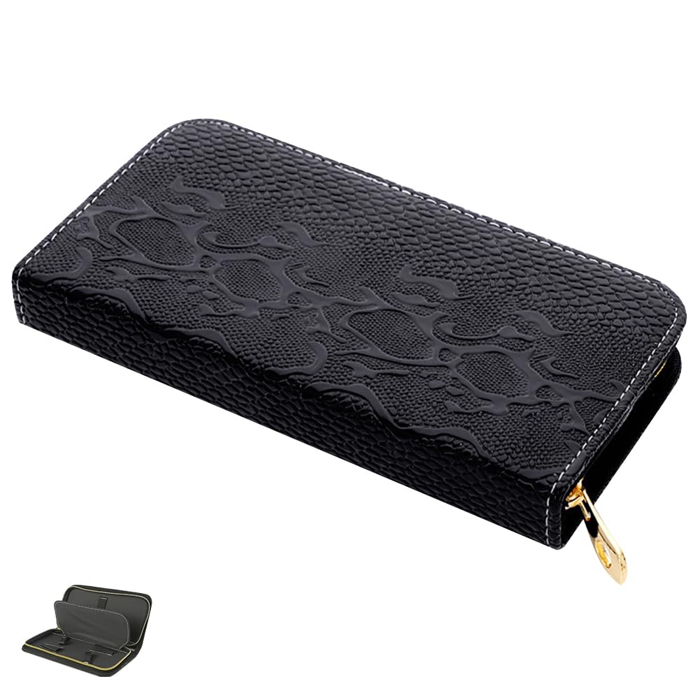 Hairdresser Scissor Holder Bag, PU Leather Salon Scissor Organizer Bag with Zipper for Hairdresser Stylist Tool Bag Leather Holder Bag, Black