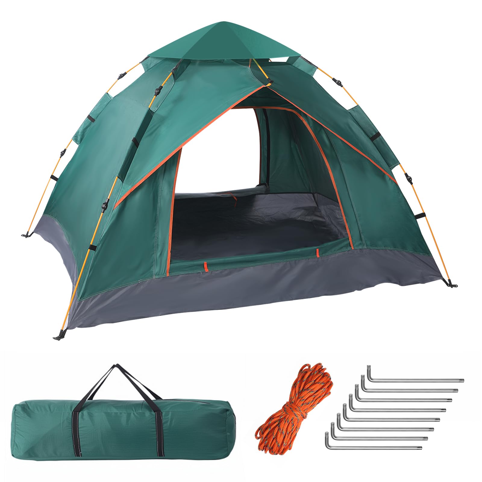 PutentfunCamping Tent 3 Person Pop Up Tent,Outdoor Automatic Family Tents,Double Door Dome Tents with Mosquito Netting,UV protection Waterproof, Easy to Set Up and Package