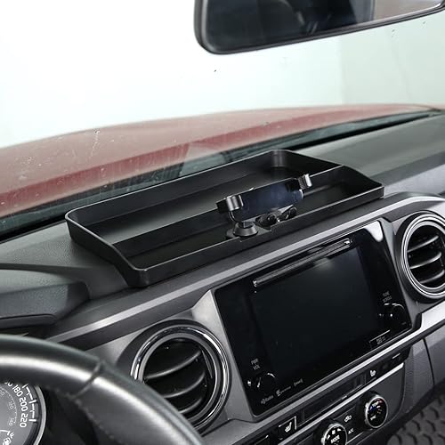 Miniatura 7 de CHEAYAR Soporte de dispositivo electrónico portátil para Tacoma 2016-2023, bandeja organizadora de tablero con soporte para teléfono, contenedor de