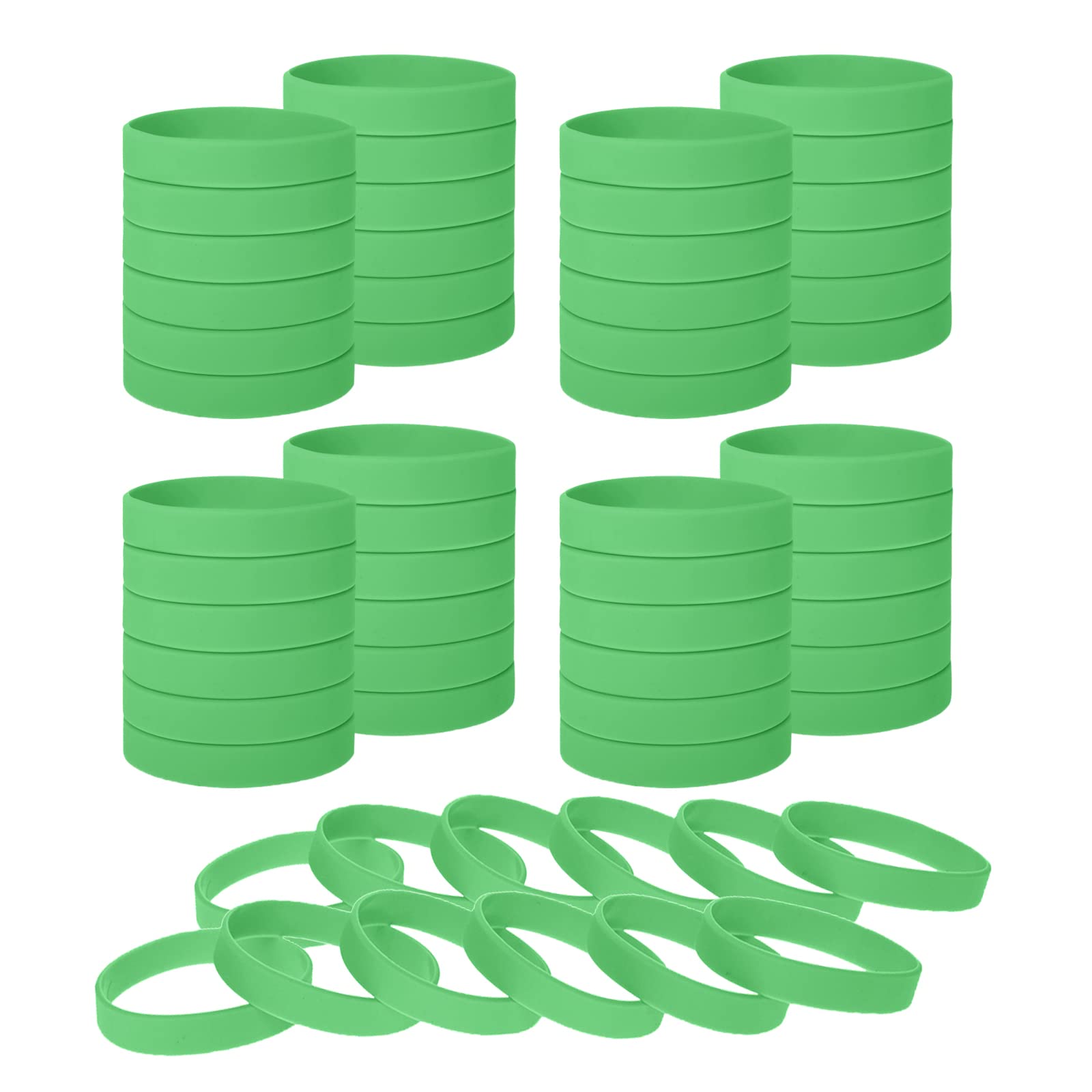 Muka 60 PCS Silicone Bracelets Colored Rubber Wristband for Events-Kelly Green-Adult: 8 x 1/2 inch โ image 1