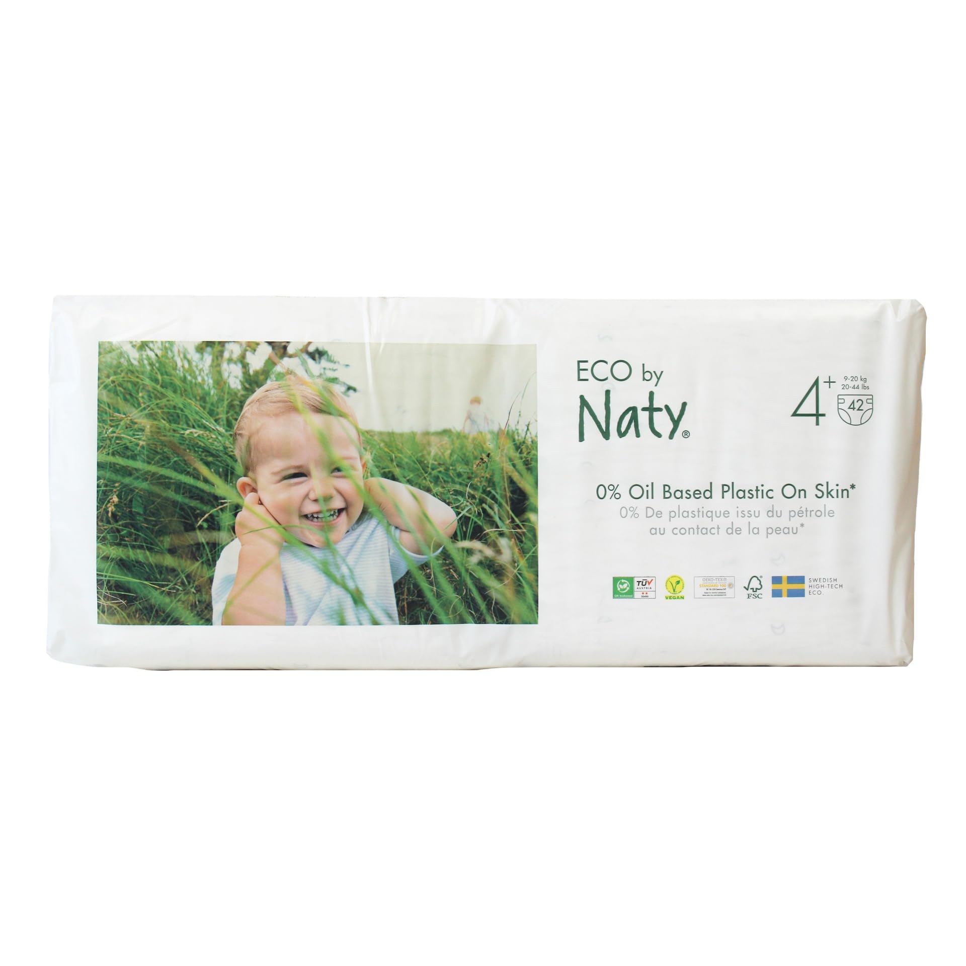 Plantbased Premium Ecological Nappy with Oil, Size 4+, Pack of 42
