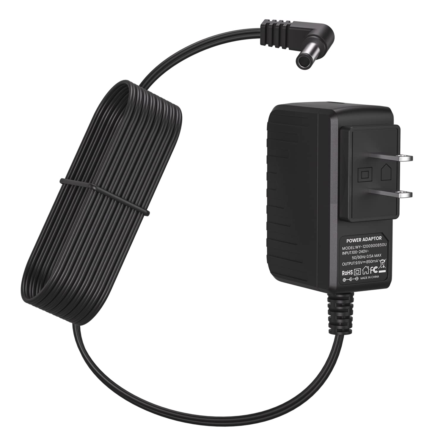 9V 850mA Power Supply for Guitar Pedals and AC DC 9V Power Cord, 9V Adapter for BOSS Effects Pedal, Roland Musical Instruments, Distortion, Casio Keyboard, PSA-120, Center Negative