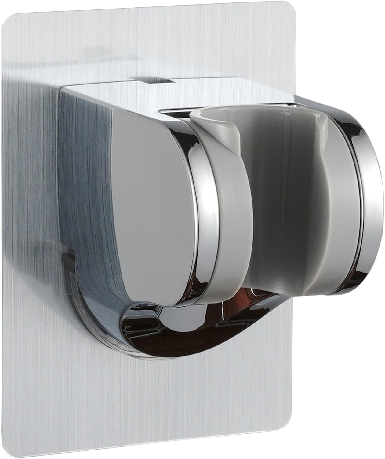 Shower Head Holder Strong Adhesive No Drilling Wall Mount Adjustable Handheld Showerhead Bracket for RV Kids Bathroom Shower,Fix Firmly and Use Conveniently (Silver, 1) 1 Silver