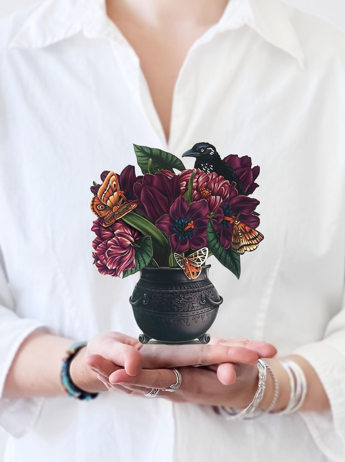 Freshcut Paper Moonlight Garden Pop Up Card 6 Inch Forever Flower Bouquet | Unique 3D Floral Greeting Card - main product image