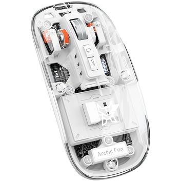 Arctic Fox Pureview Transparent Wireless and Bluetooth Rechargeable Mouse, USB Receiver,LED Battery Magic Silm for Office/PC/Mac/Laptop/Apple/ipad(Frost White) - image, photos