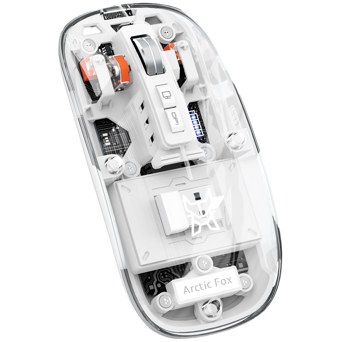 Pureview Transparent Wireless and Bluetooth Rechargeable Mouse, USB Receiver,LED Battery Magic Silm for Office/PC/Mac/Laptop/Apple/ipad(Frost White)