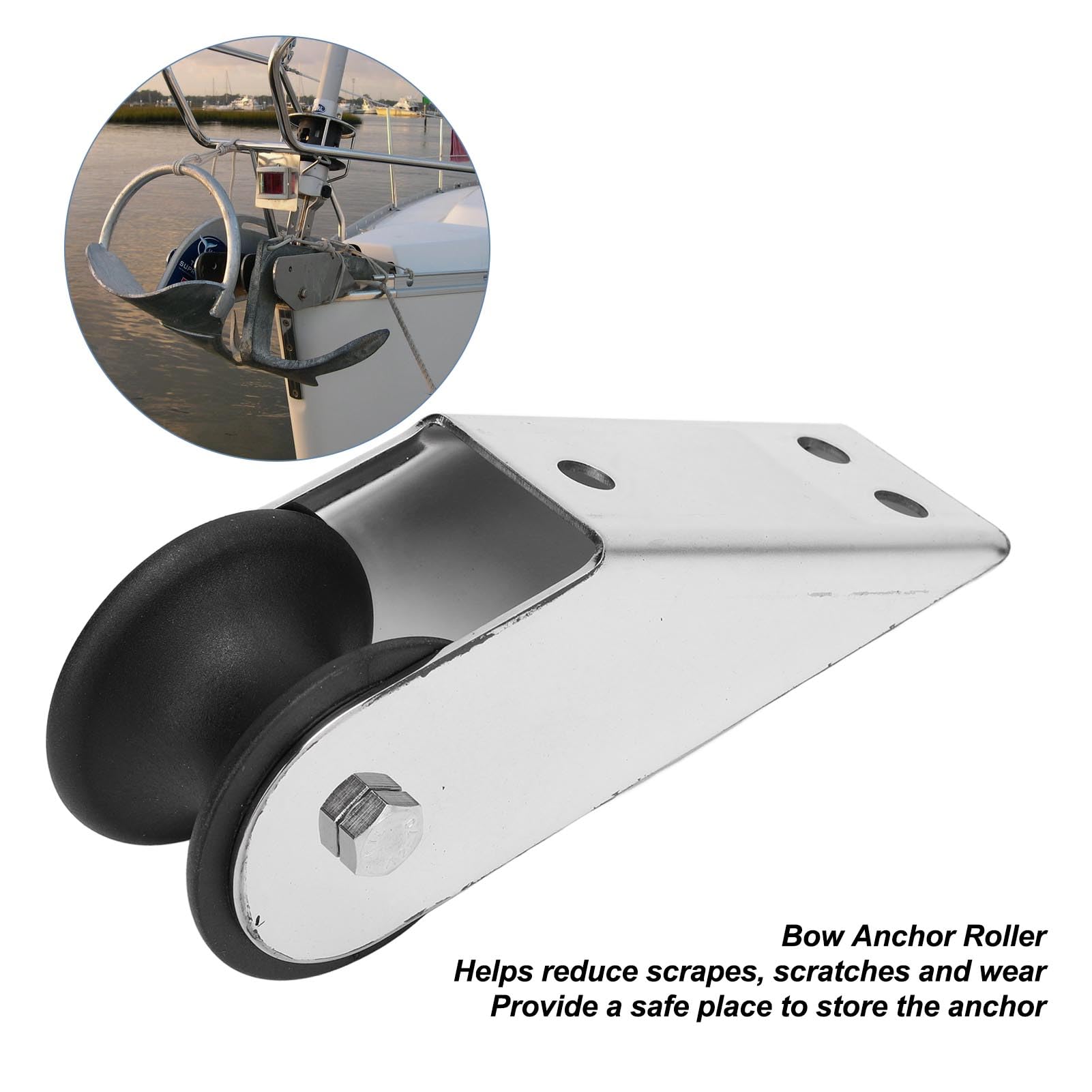 banapoy Rouleau d'ancrage d'arc, Rouleau de Levage Rouleau d'ancrage d'arc de Bateau en Acier Inoxydable, Amarrage de Yacht Marin Fixe, Support Fixe D'ancre d'arc pour Bateau Yacht Marin