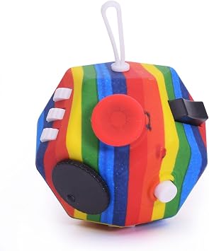 Small Fidget Toys, 12 Sided Cube Toys for Kids Adults with Anxiety ADHD Autism and Relief Stress Rainbow