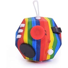 UOOEFUN Small Fidget Toys,12 Sided Cube Toys for Kids Adults with Anxiety ADHD Autism and Relief Stress Rainbow