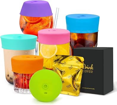 Drink Protection Cover | 100% Silicone and Reusable, Perfect for Parties, Bars or Clubs, Fits All Cup Sizes | Stop Worrying About Beverage Safety 6 Pack