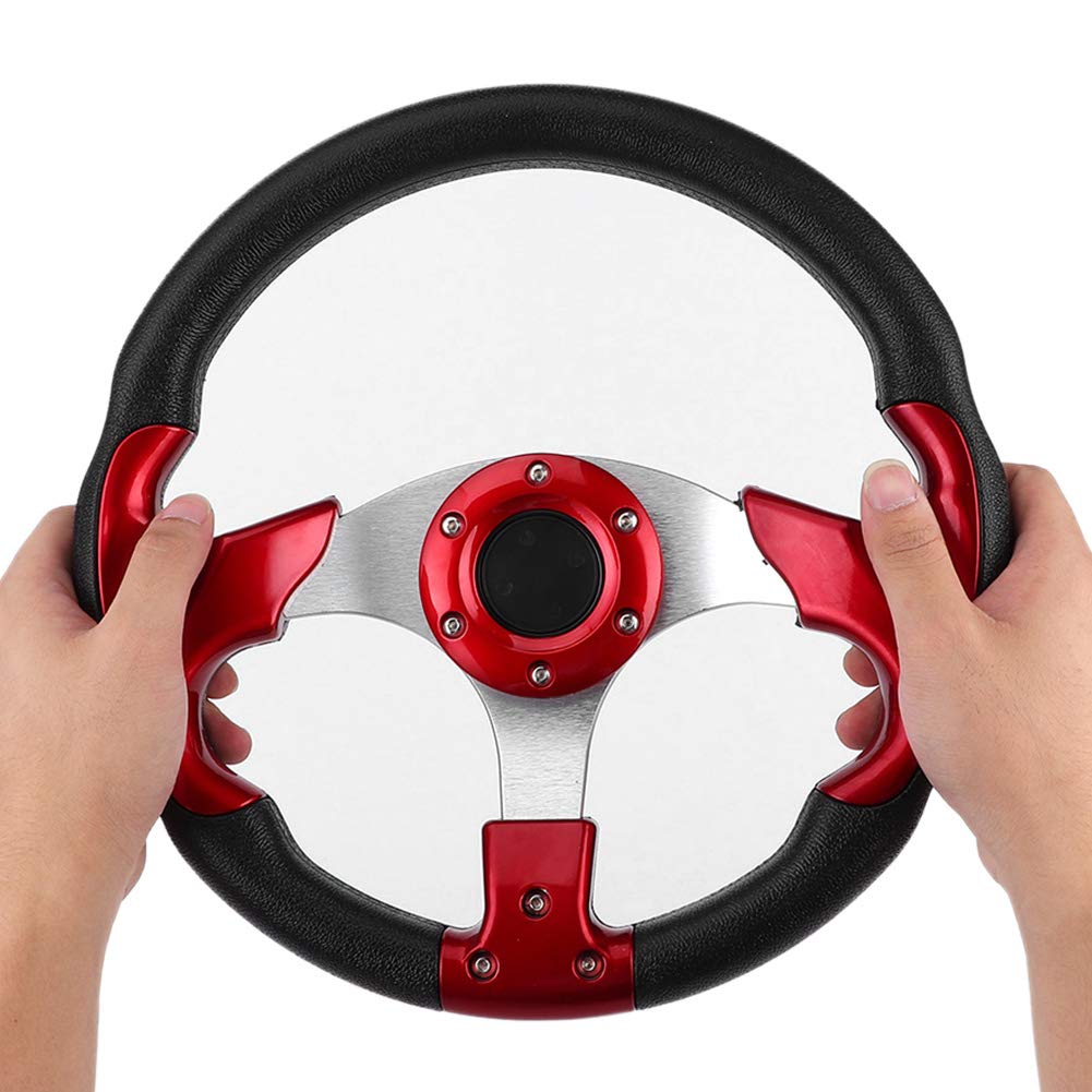 Volante Tbest 320Mm 12.5In Volante per Auto con Pulsante Clacson Parte Modificata Universale in PVC Colore Rosso