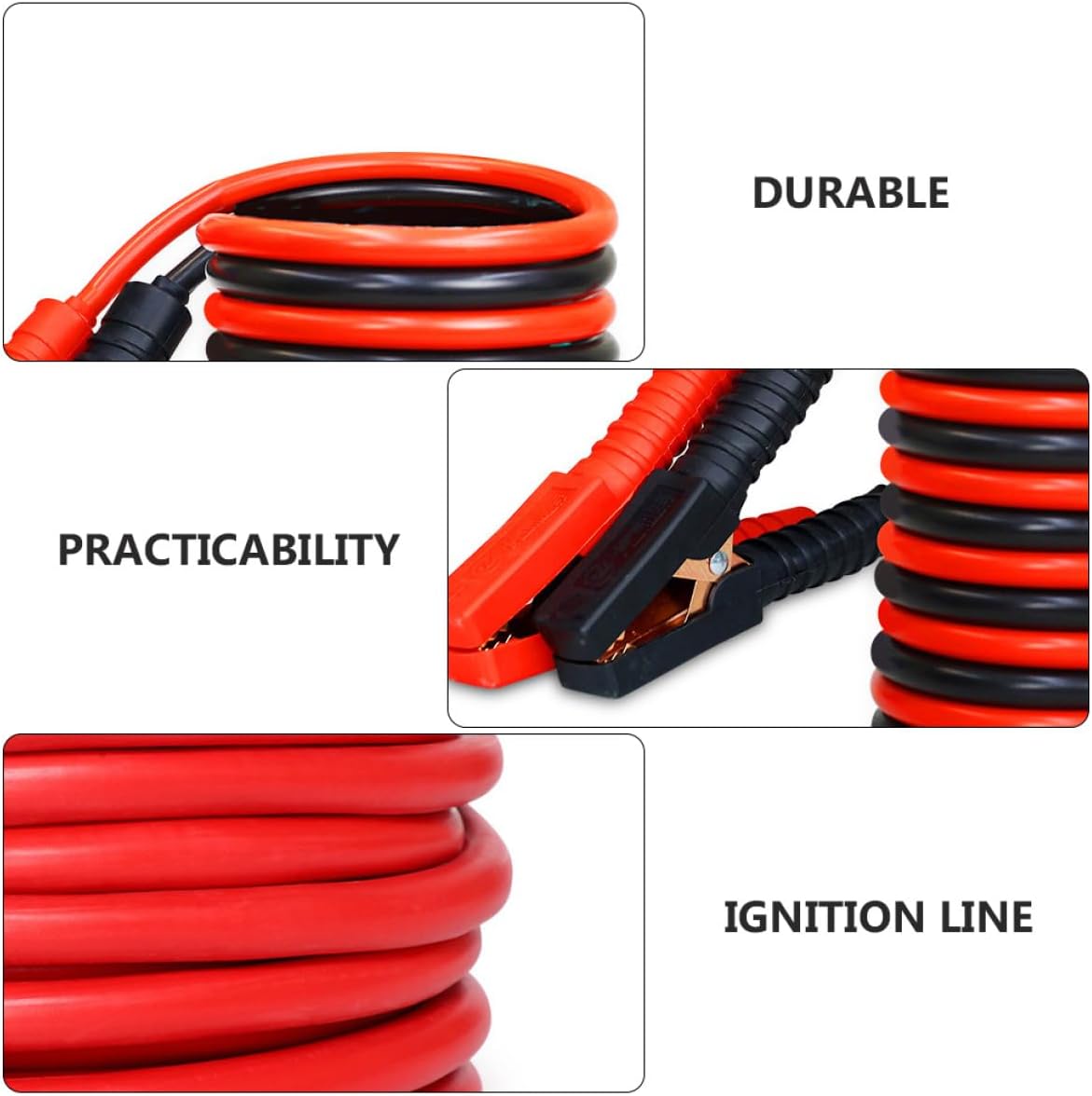 Heavy Duty Car Emergency Cable 3.8m Thickened Pure Copper Battery Jumper Cables with Fully Covered Clamps 1000a Booster Line for Suv and Truck Battery Ignition