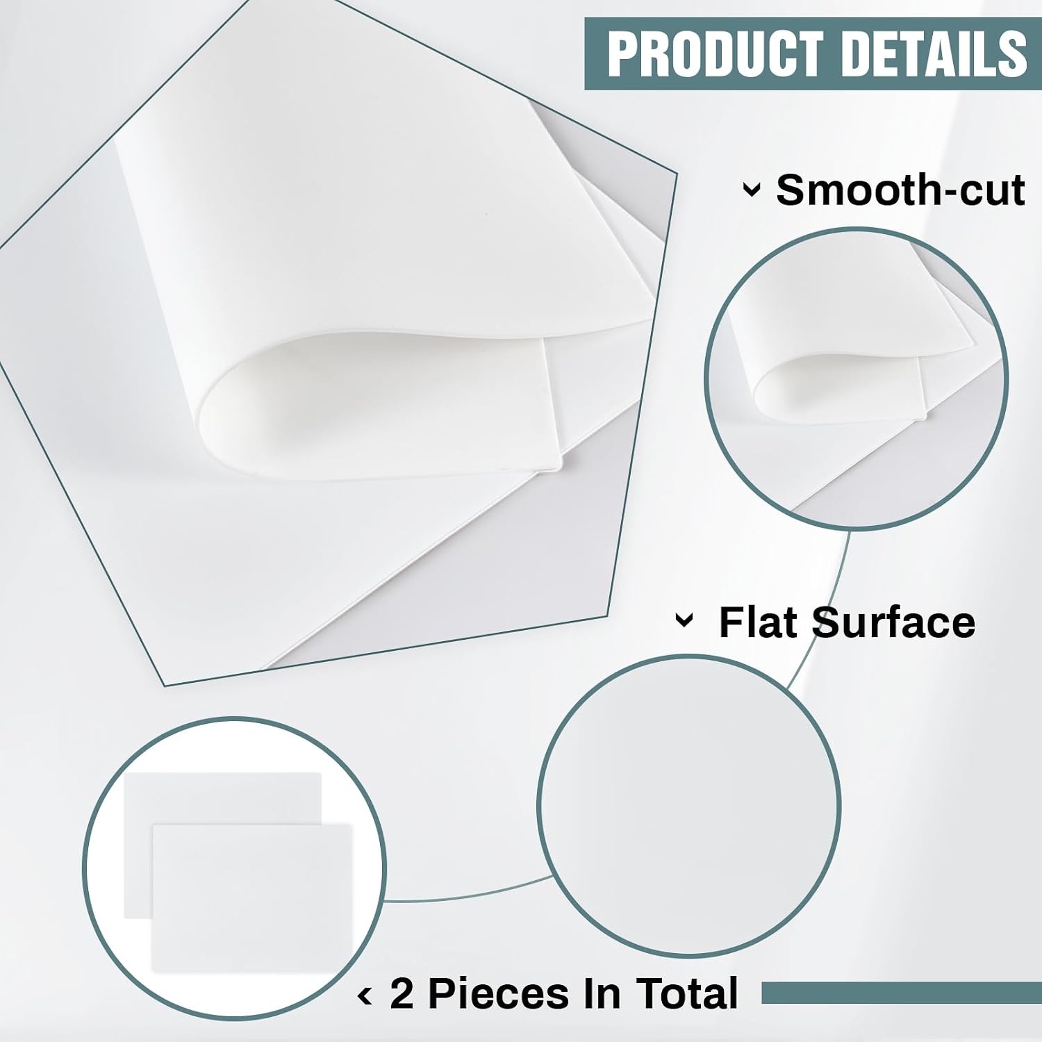 Frienda 2 Pcs Silicone Sheet, 1/16 Thick, 9 x 12 Inch 50A Silicone Rubber Sheet Rubber Gasket Material Heat Resistant Pad for DIY, Sealing, Supports, Protection, Bumpers, (White)