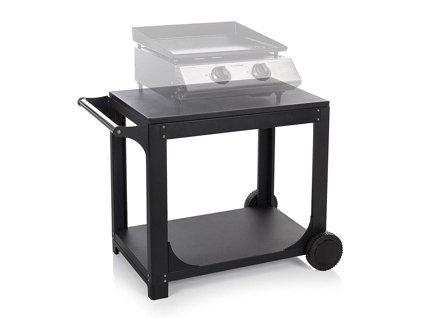 Firefriend BQ-6325 Carro Adecuado para barbacoas de Gas XL BQ-6394 y BQ-6395, Altura de Trabajo óptimo, Acero Inoxidable, Negro, 82 x 44 x 11 cm